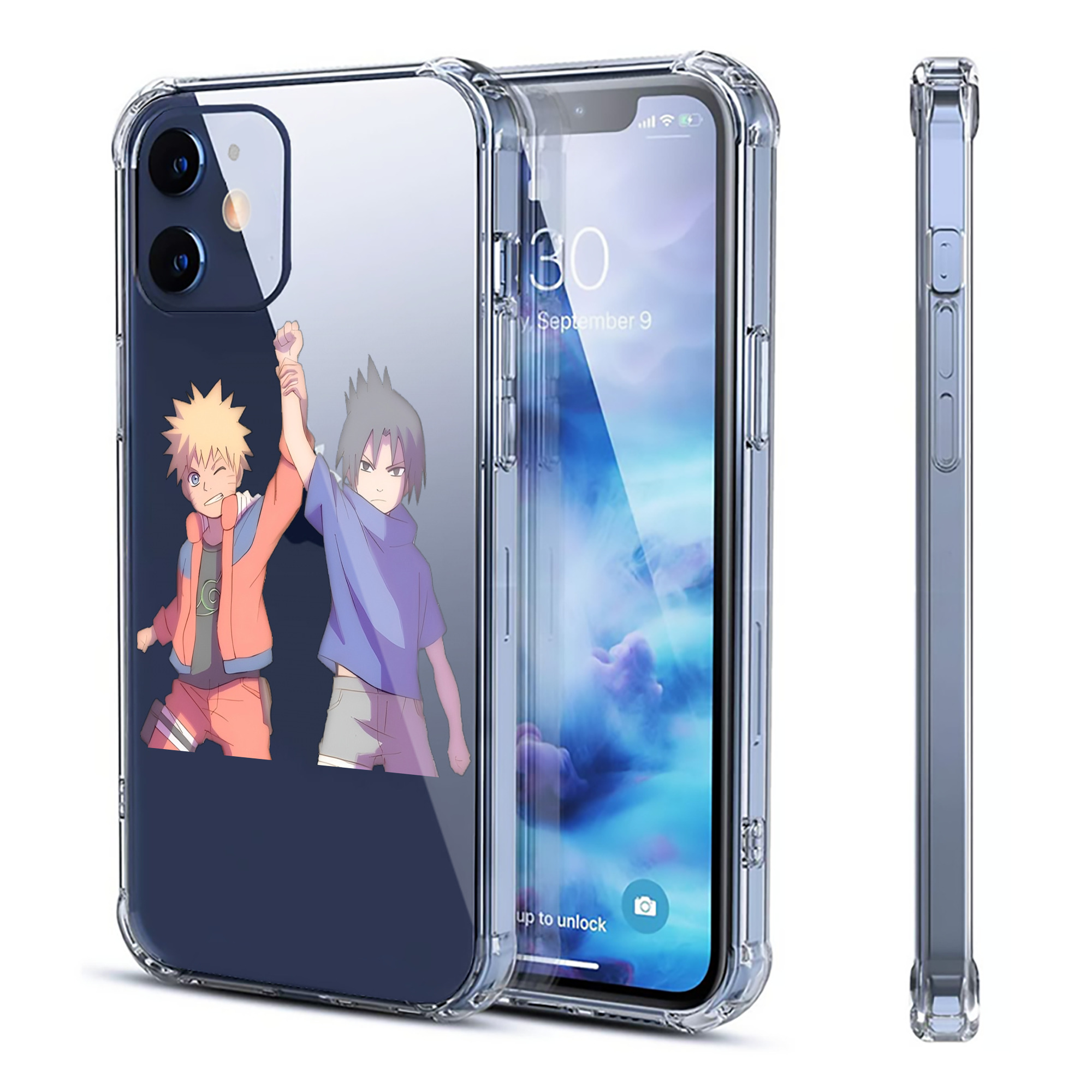 （画像用） NARUTO -ナルト- うちは サスケ Uchiha Sasuke 【iPhone 12シリーズ対応】透明スマホケース（クリアソフトケース）